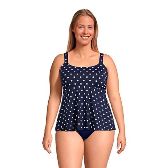 Land’s End Plus Regular size Flutter tankini adjustable Polka Dot Various - Picture 6 of 7